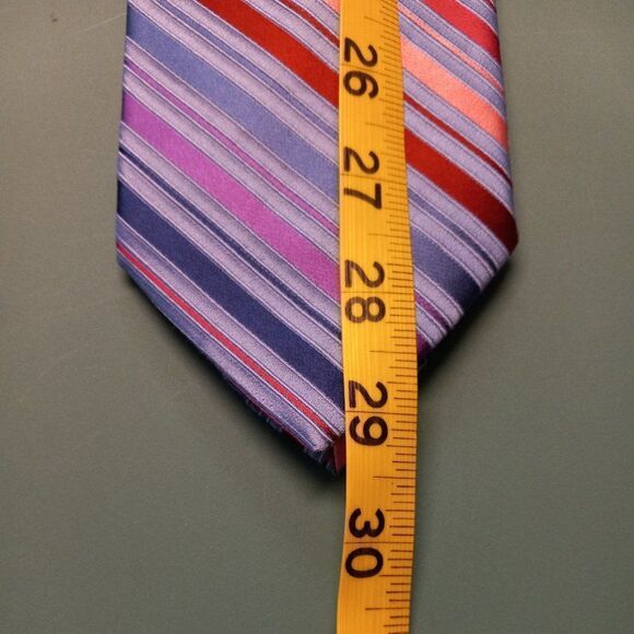 City of London Silk Blue with Pink and Purple stripe Tie - Picture 2 of 6